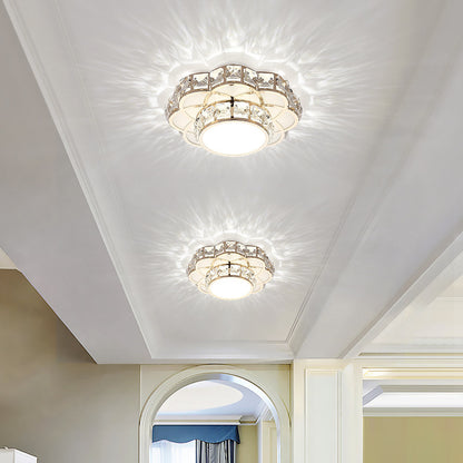 Modern Led Crystal Ceiling Lamp Flower Gold Kitchen Ceiling Lights Aisle Corridor Stairs Plafonnier