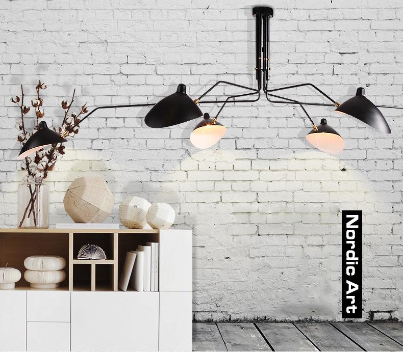 Retro Serge Mouille Pendant Lights Nordic Industrial Simple LED Spider adjustable Lamp Living Bedroom Luminaire Industrial Lamp
