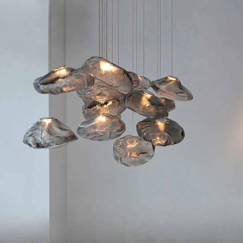 Creative Design Led Chandelier  Pebble Glass Nordic Luxury Pendant LampLighing Living Dining Room Furniture