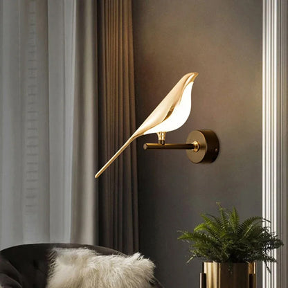 Nordic Golden Bird LED Wall Lights Parlor Bar Creative Wall Lamps Novelty Sconces Bedroom Bedside Lamp