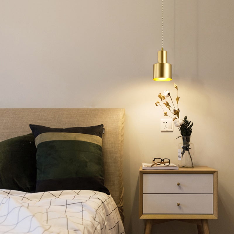 Nordic Solid Wood All-copper Living Room Creative Aisle Bedroom Walnut Bedside Chandelier