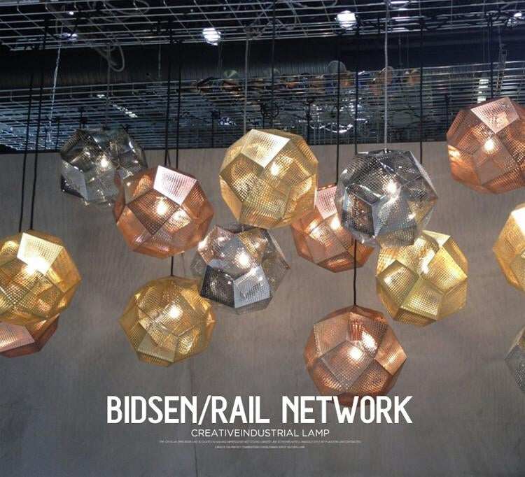 Modern Industrial Pendant Lights Hotel/Restaurant/Bar Pendant Lamps Gold/Silver Stainless Steel Art Geometry Net Lighting