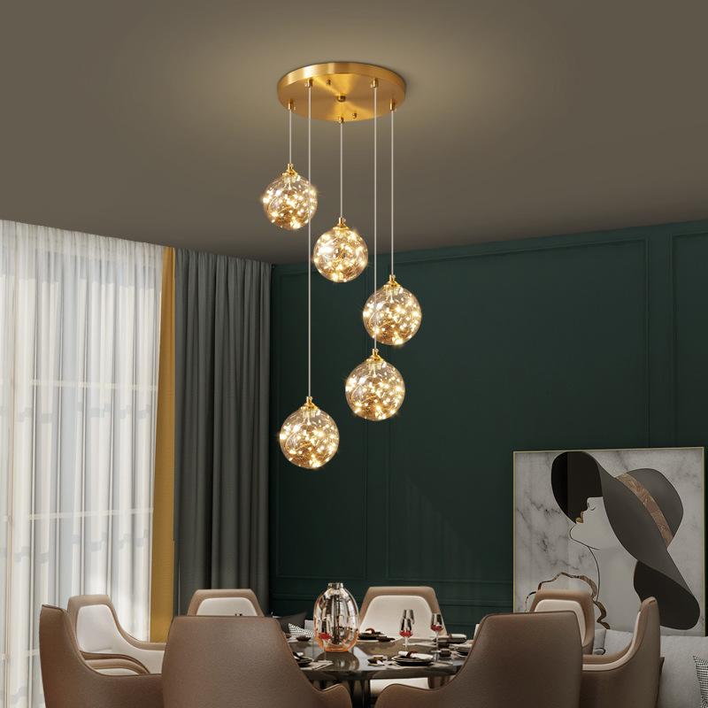 Nordic Light Luxury Crystal Living Room Chandelier All Copper