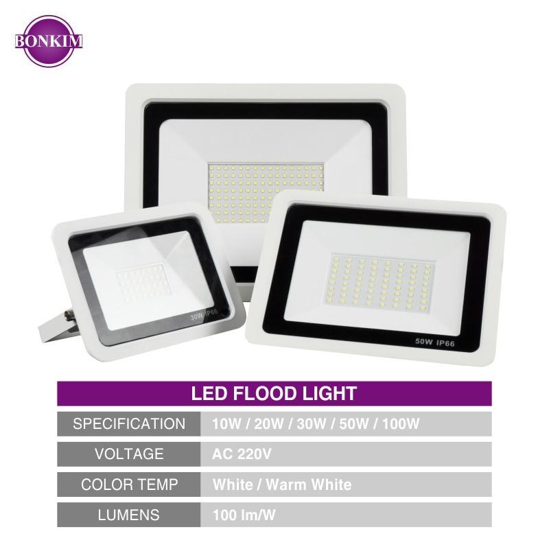 LED Floodlight 10W 20W 30W 50W 100W Warm White Cold White Outdoor Waterproof IP66 Focus Spotlight Courtyard Door Lighting