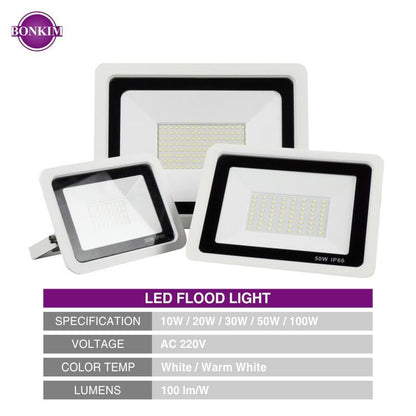 LED Floodlight 10W 20W 30W 50W 100W Warm White Cold White Outdoor Waterproof IP66 Focus Spotlight Courtyard Door Lighting