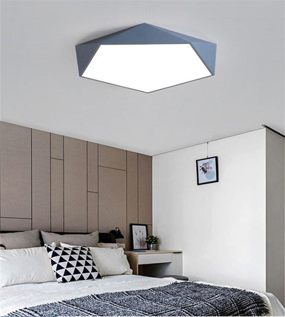 Modern LED Ceiling Lamp Geometric Polygon Iron Metal PVC Indoor Lighting Bedroom Dining Room Decoration Light Fixture