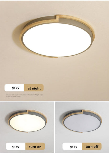 Modern Simple Ceiling Light LED Circular Lamp Iron Wood Nodic Bedroom Living Dining Room Decoration Light Fixture