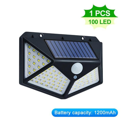 100/114 LED Solar Light Outdoor Waterproof Solar Powered Lamp PIR Motion Sensor Street Light for Garden Decoration 3 Modes