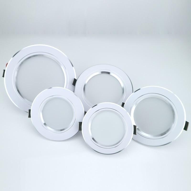 LED Downlight 5W 9W 12W 15W 18W Round White Ultra Thin Aluminum Recessed Lamp 220V 230V 240V Led Bulb Indoor LED Spot Lighting