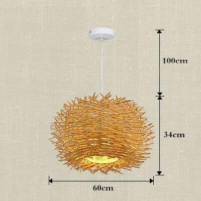 Handmade Bird Nest Pendant Light Wicker Wood Hotel Restaurant Dinning Room Cafe Bar Nordic Rattan lustre Modern Hanging Suspension