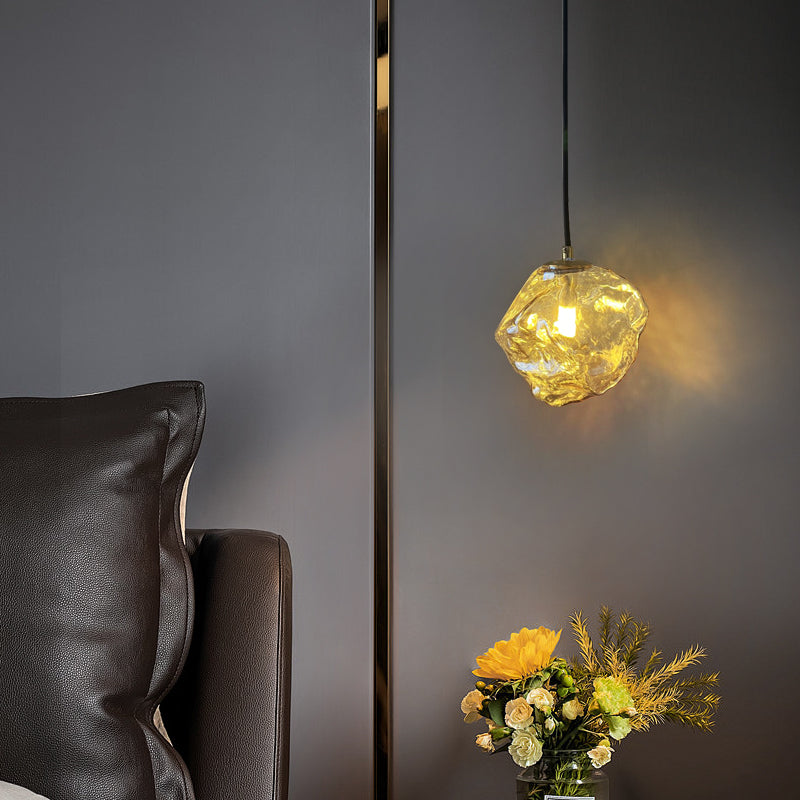 Modern Retro Ice Cube Glass Bedroom Bedside Long Line Small Chandelier Dining Room bar Counter Atmosphere Stone Small Chandelier