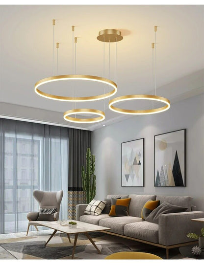 Nordic LED Pendant Lights Art Free combination Rings Cord Pendant Lamp For Living Room Kitchen Cafe Bedroom Hanging Lights