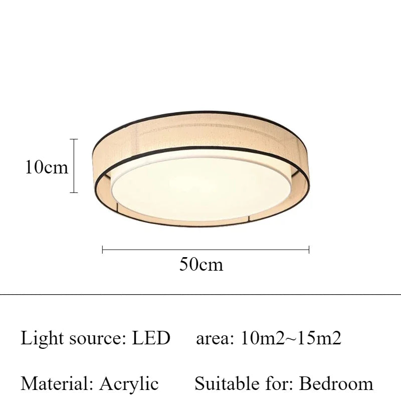 LED Bedroom Ceiling Light Study Living Room LED Lamps Itchen Dining Table Lighting Circular Shape Fabric Lampshade