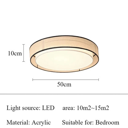 LED Bedroom Ceiling Light Study Living Room LED Lamps Itchen Dining Table Lighting Circular Shape Fabric Lampshade