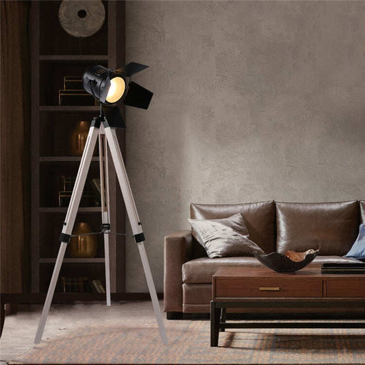 Artpad American Loft Rustic Vintage Floor Lamps for Living Room Office Study Lighting Black Red LED Wood Industrial Floor Lamp
