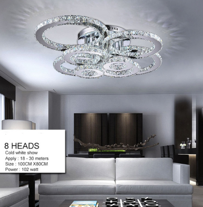 Surface K9 Crystal Modern LED Ceiling Light For Living Room Bedroom Lamp Fixture Luxury 8 Rings Dining Restaurant Plafon