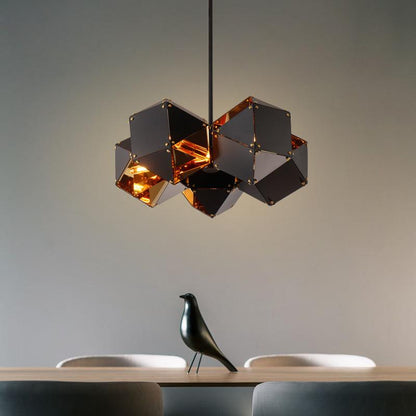 Post-modern Living Room Luxury Chandelier Nordic Personalized Creative Restaurant Polyhedron Mirror Glass Chandelier