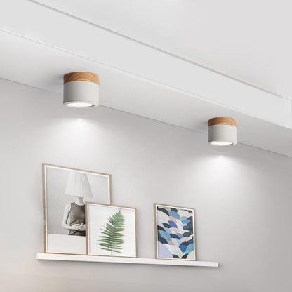 LED Downlight Dimmable 5W 12W Led Surface Mounted Ceiling Downlight Nordic Iron+wood Spot light for indoor Foyer,Living Room