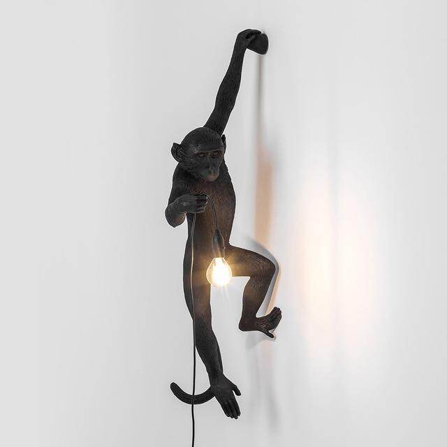 Resin Black White Gold Monkey Lamp Pendant Light For Living Room Lamps Art Parlor Study Room Led Lights lustre With E27 Led Bulb