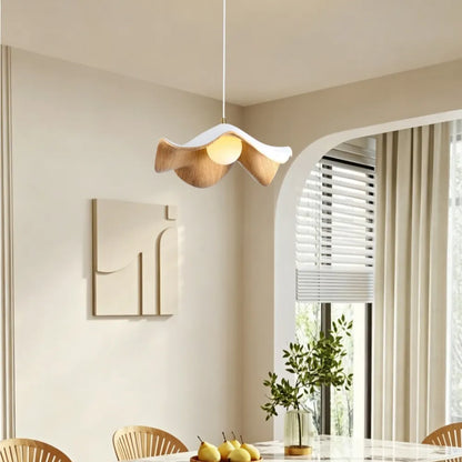Wabi Sab Lotus Leaf Dining Pendant Light Petal Wood Grain Resin Pendants Lights Colour For Bedroom Dining Room Lighting