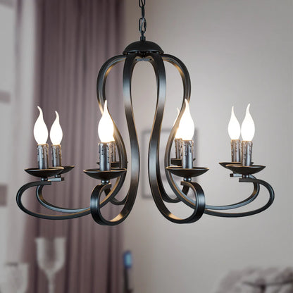 Nordic American Coutry Style Modern Candle Chandelier Lamps Fixtures Vintage White/Black Wrought Iron  Home Lighting E14