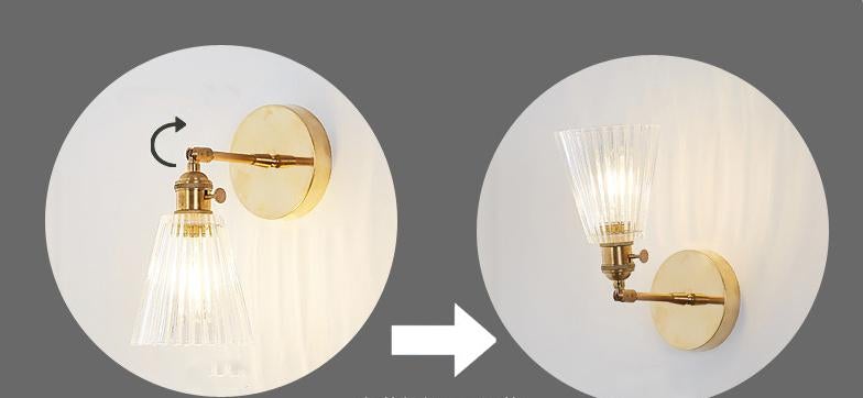 Nordic Retro Livingroom Bedroom Bedside Full Copper Wall Lamp