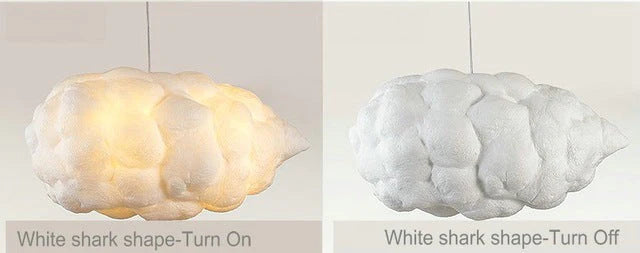 Creative White Cloud Pendant Lamp Silk Cotton E27 LED Stairwell Pendant Lights For Coffee Shop Children Kids
