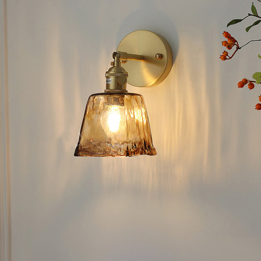 Nordic Style Retro Japanese Style Brass Glass Wall Lamp Home Bar Restaurant Bedroom Lamp Creative Wall Lamp