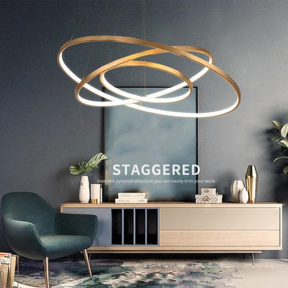 Aluminum Circle Rings Modern LED Chandelier lighting White&Black&Gold Lustre Living Kitchen Dining room nordic lamp luminarias
