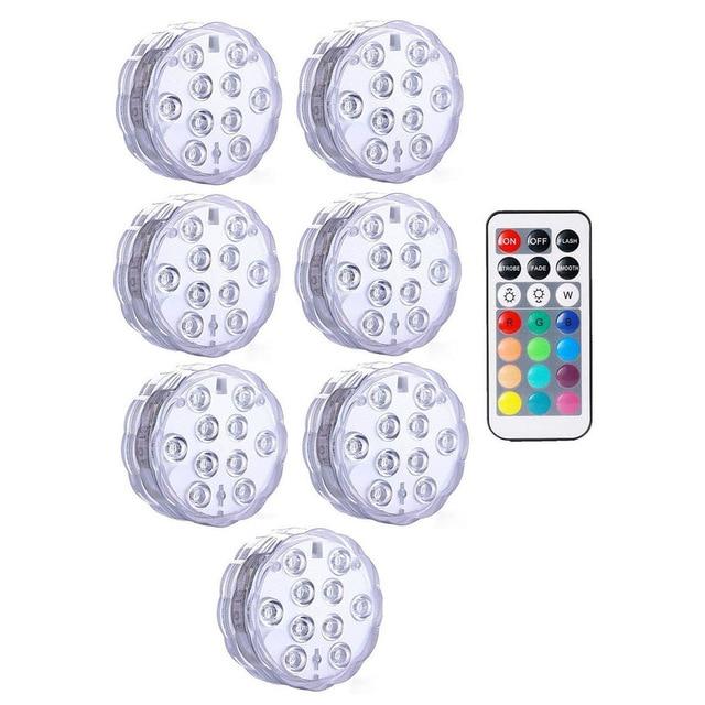 IP68 Waterproof Multi Color Submersible LED Lights Underwater Night Lamp Tea Light Vase Bowl Party Wedding Christmas Decoration