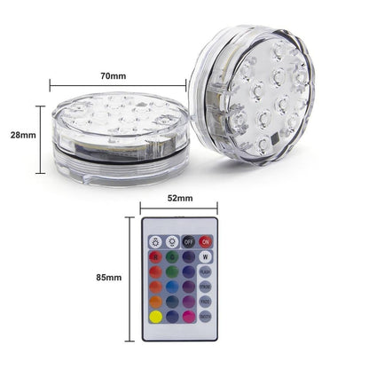 10LED RGB LED Underwater Light Pond Submersible IP67 Waterproof Swimming Pool Light Battery Operated For Wedding Party