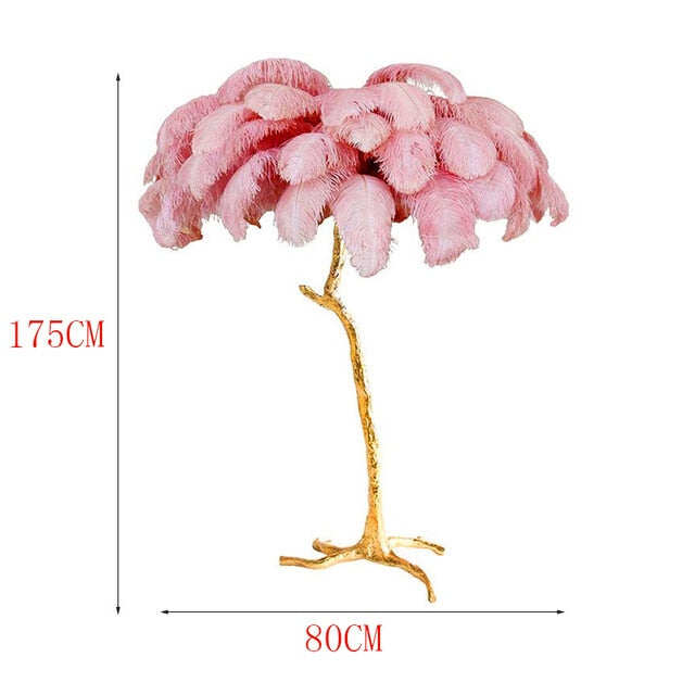Nordic Luxury Ostrich Feather LED Floor Lamp Copper Brass/Resin Floor Light Art Deco Floor Lamps for Living Room Standing Light