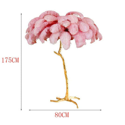 Nordic Luxury Ostrich Feather LED Floor Lamp Copper Brass/Resin Floor Light Art Deco Floor Lamps for Living Room Standing Light