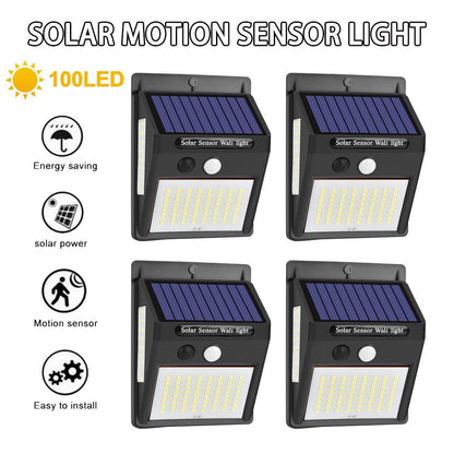 100LED Solar Light Outdoor Solar Lamp PIR Motion Sensor Wall Light Waterproof Solar Powered light for Garden Decoration