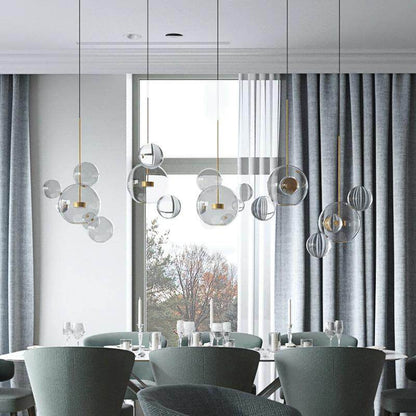 Modern Creative Clear Glass Bubble Ball LED Pendant Llights Kitchen Bedroom Store Cafe Interior Lighting Decorative Hanging Lamp