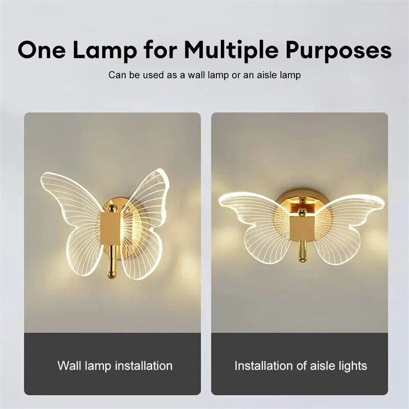 LED Butterfly Wall Lamp Indoor Lighting Bedroom Bedside Living Room Staircase Decoration Butterfly Wall Lamp Ceiling Light