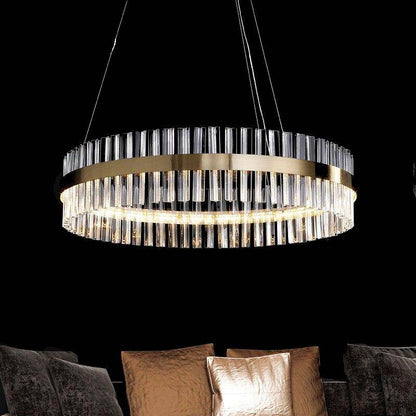 New Designer Round Modern Crystal Pendant Lights Luxury Dinning Room Hanglamp Duplex Building Hall Light Fixtures Hanging Lamp