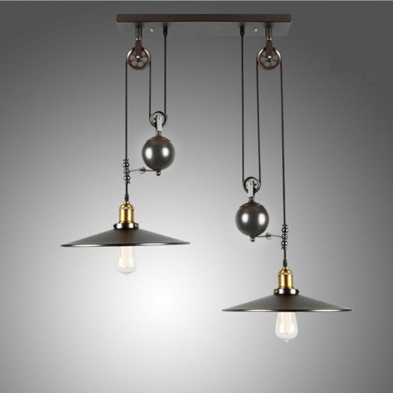 Loft Hanglamp Retro Wrought Iron Vintage Chandeliers Industrial Adjustable Pulley Loft Pendant Lamps Hanging Lamp Fixture