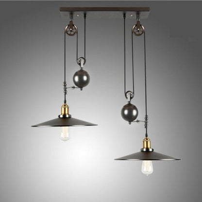 Loft Hanglamp Retro Wrought Iron Vintage Chandeliers Industrial Adjustable Pulley Loft Pendant Lamps Hanging Lamp Fixture