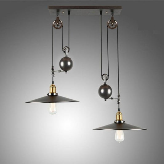 Loft Hanglamp Retro Wrought Iron Vintage Chandeliers Industrial Adjustable Pulley Loft Pendant Lamps Hanging Lamp Fixture