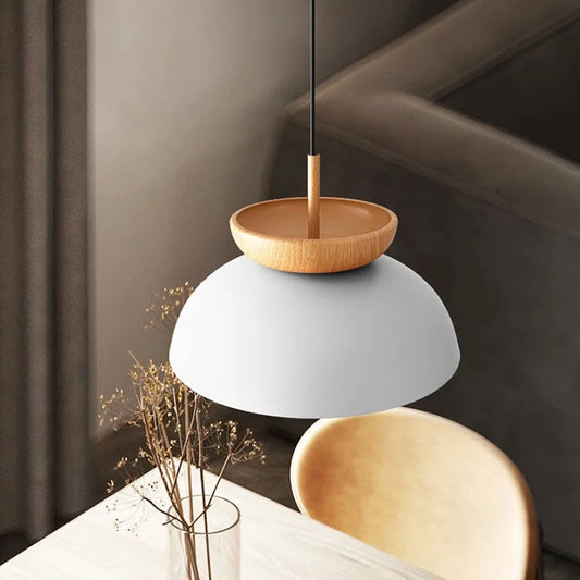 Modern LED Pendant Light  Minimalist Wooden Hanging Lamp for Aisle Balcony Cloakroom Interior Lighting Fixture
