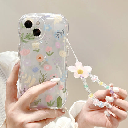 Cute Bracelet Flowers Pink TPU Armor Case for Iphone16 14 15 13 12 11 Pro Max X XR Lens All-inclusive Shockproof Protection