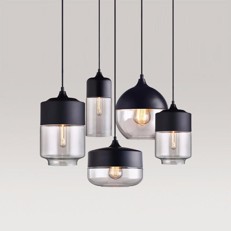 Glass Lamp Modern Pendant Lights Kitchen Fixtures For Dining Room Restaurant Bar Black White Indoor Home Hanging Lighting Lustre