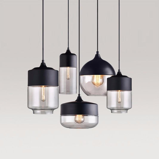 Glass Lamp Modern Pendant Lights Kitchen Fixtures For Dining Room Restaurant Bar Black White Indoor Home Hanging Lighting Lustre