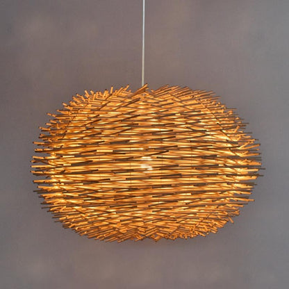 Handmade Bird Nest Pendant Light Wicker Wood Hotel Restaurant Dinning Room Cafe Bar Nordic Rattan lustre Modern Hanging Suspension