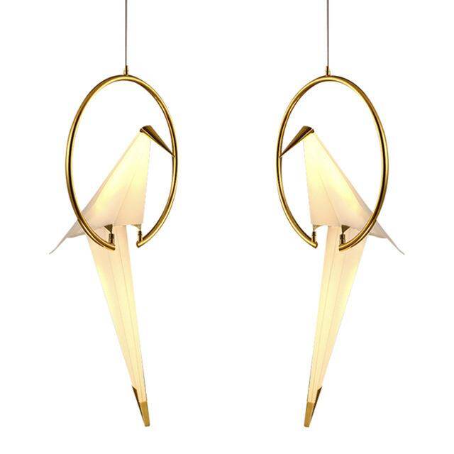 Modern Paper Crane Metal Chandelier For Restaurant Living Room Dining Room Children's Room LED Bird Design Pendant Lamp