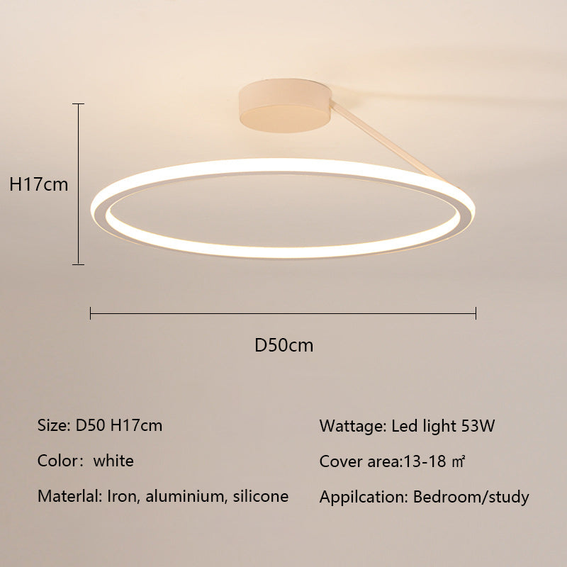 Modern Simple Circle Led Ceiling Chandelier Round Ring Aluminium Dimmable Bedroom Lamp Lighting