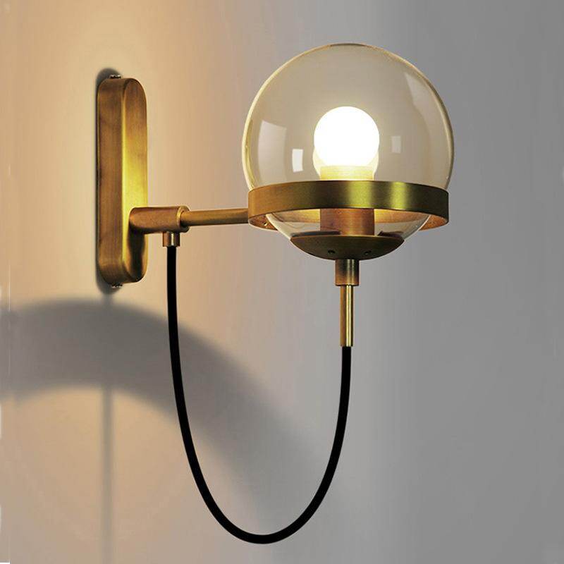 Glass Ball Magic Bean Copper Wall Lamp Creative Dining Room Living Room Bedroom Bedside Corridor Corridor Glass Ball Art Wall Lamp