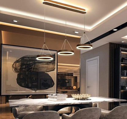 Coffee Led Pendant Light Kitchen Dinning Room Backside Lighting 3 Heads Round Acrylic Lamp Lustres Luminaire Indoor Fixtures