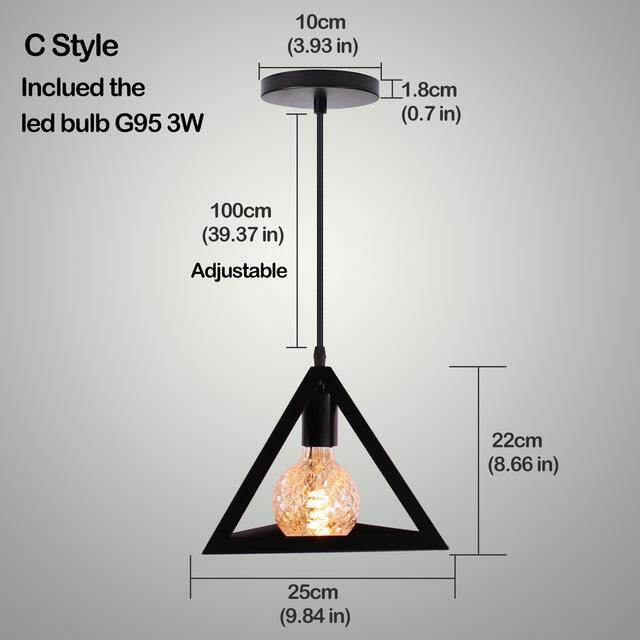 Nordic Pendant Lights Iron Minimalist Loft Cage Pyramid Pendant Lamp Modern Industrial Metal Hanging Lamp Parlor E26 E27 LED NEW
